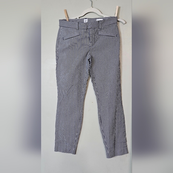 💚Gap Women’s White Stripe Pants Skinny Ankle Size 4🧡💜 - Picture 1 of 7